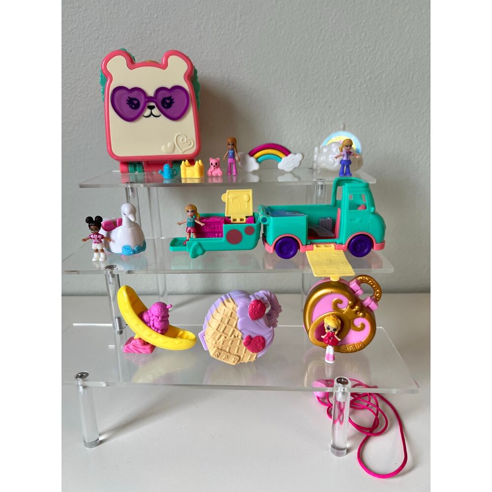 Collection of Shopkins and Polly Pocket Various Compact play-sets, 1 Vehicle